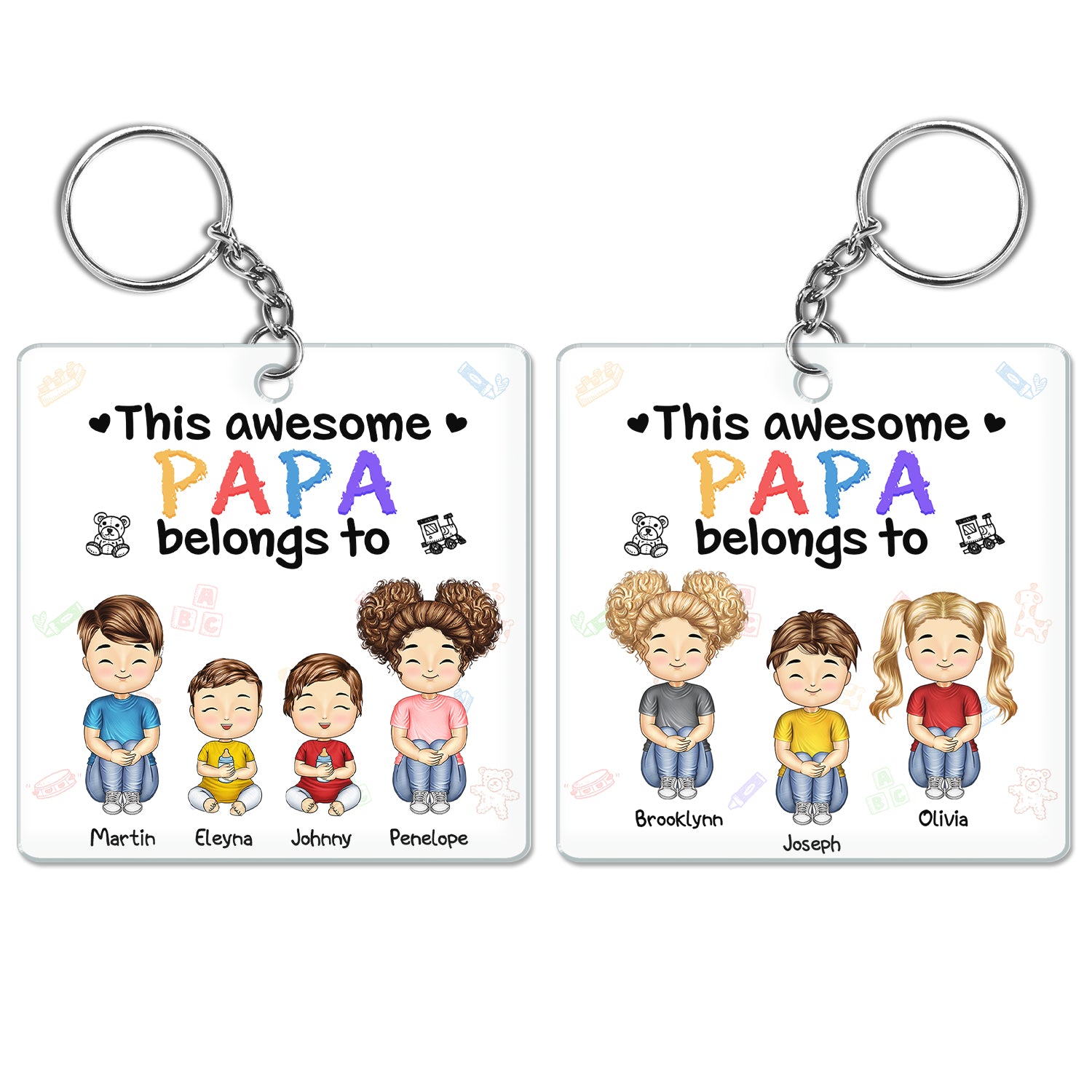 Lan - This Awesome Daddy Mommy Belongs To - Loving Gift For Mother, Father, Grandma, Grandpa - Personalized Acrylic Keychain