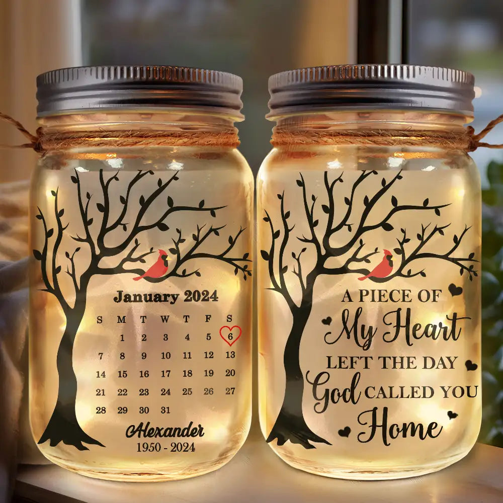 Memorial - Calendar Memorial A Limb Has Fallen From The Family Tree - Personalized Mason Jar Light