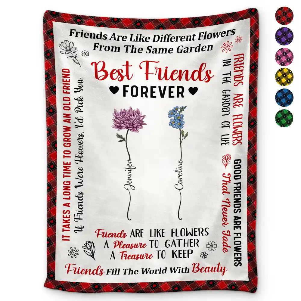 Bestie, Gift For Bestie - Birth Flower Grow An Old Friend - Personalized Fleece Blanket, Sherpa Blanket