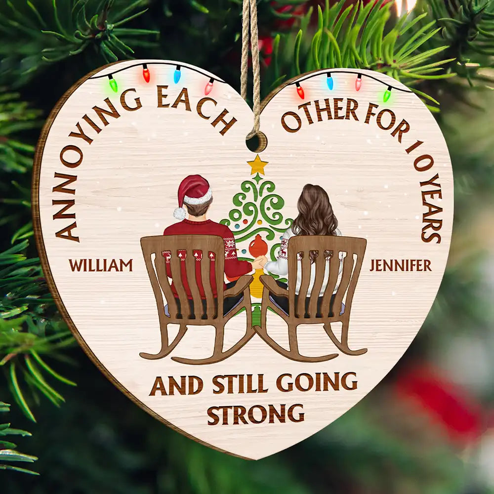 Annoying Each Other For Years Couple - Personalized Custom Shaped Wooden Ornament