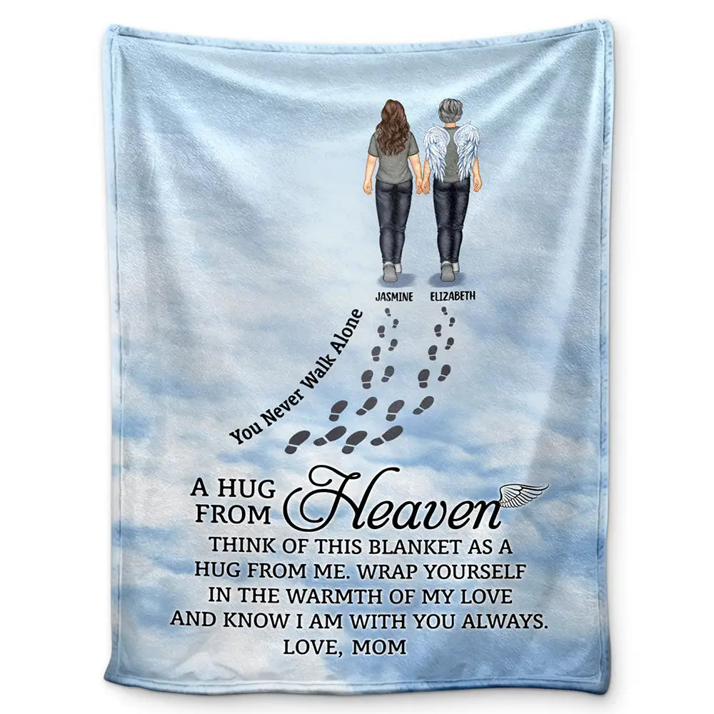 Christmas,Memorial,Family,Sad - A Hug From Heaven - Personalized Fleece Blanket, Sherpa Blanket