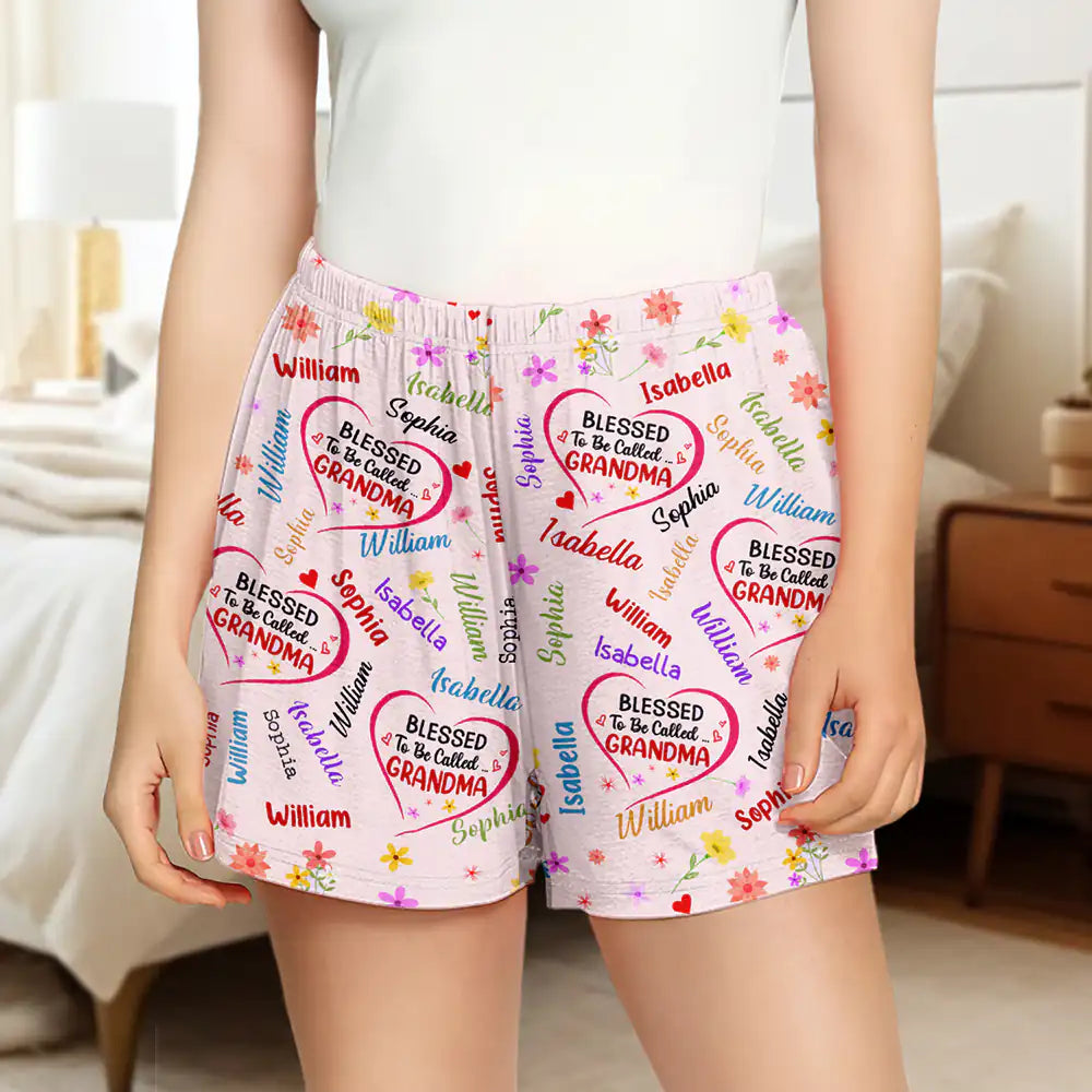 Gift For Grandma, Gift For Mother - Bless To Be Called Grandma Nana Auntie - Personalized Pajama Shorts