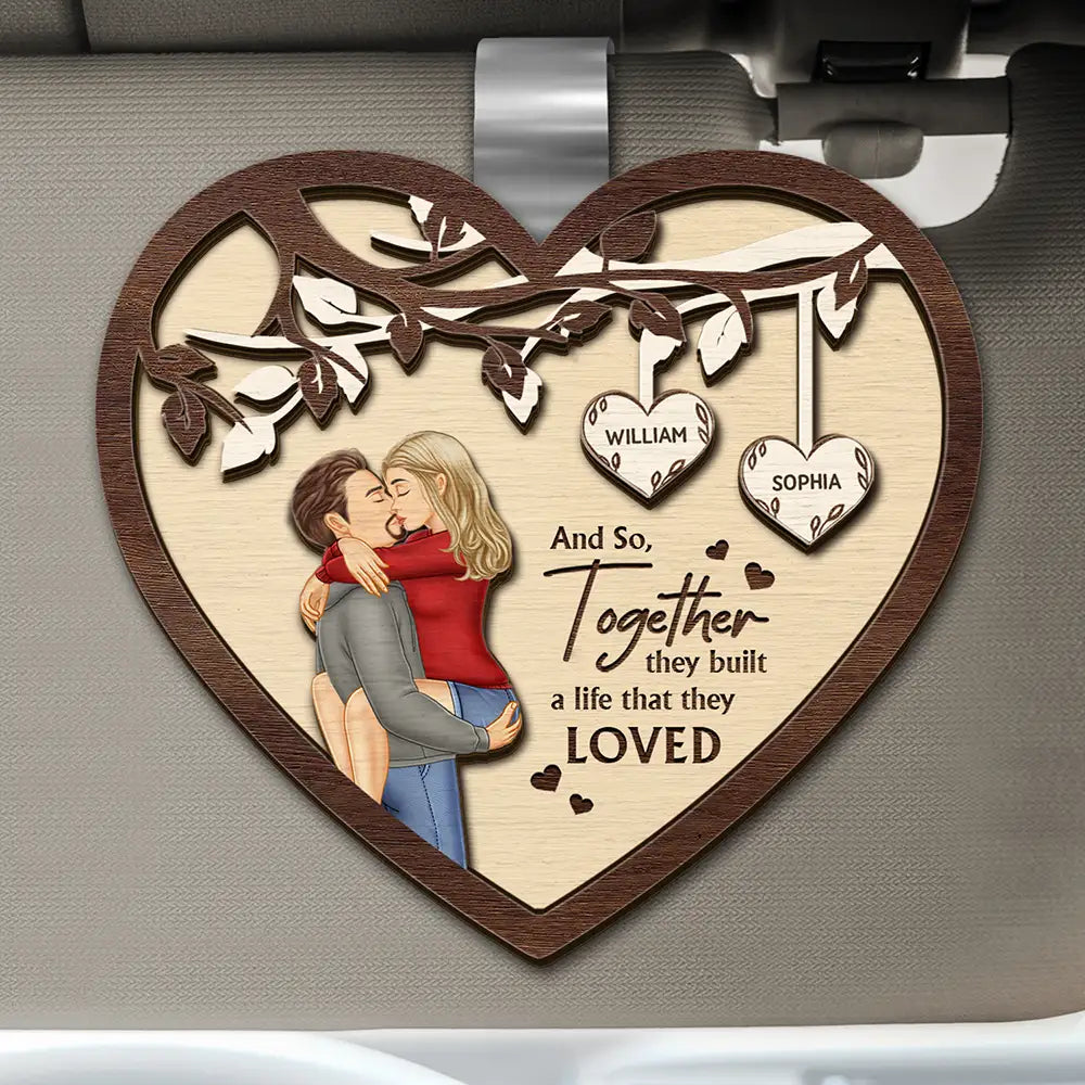 Love,Gift For Couples,Gift For Husband,Gift For Wife,Gift For Boyfriend,Gift For Girlfriend,Anniversary - And So Together They Built A Life They Loved Couples - Personalized Custom Shaped Car Visor Clip