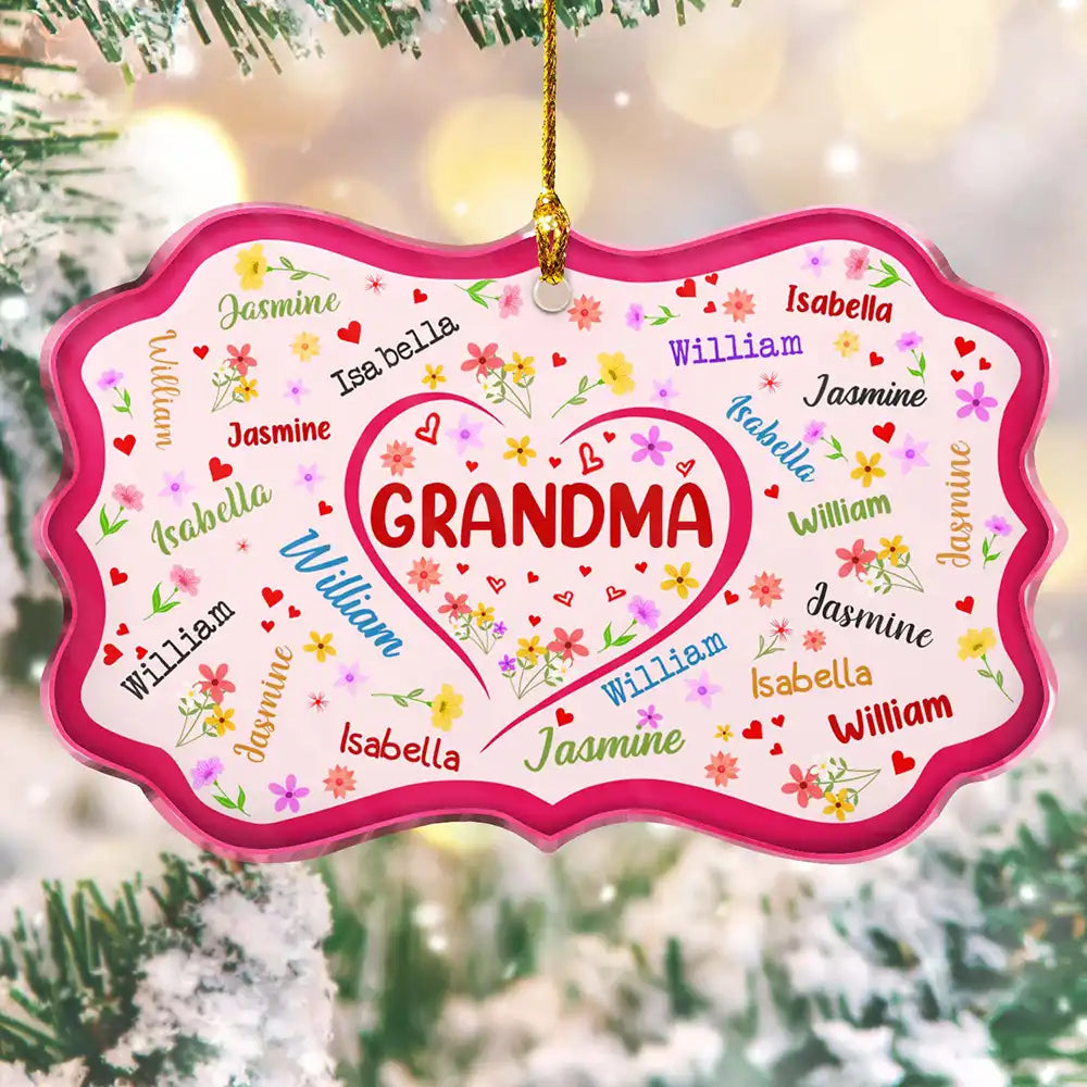 Christmas,Happy,Gift For Grandma,Gift For Mother,Gift For Kids - Blessed To Be Called Grandma Nana - Personalized Medallion Glass Ornament