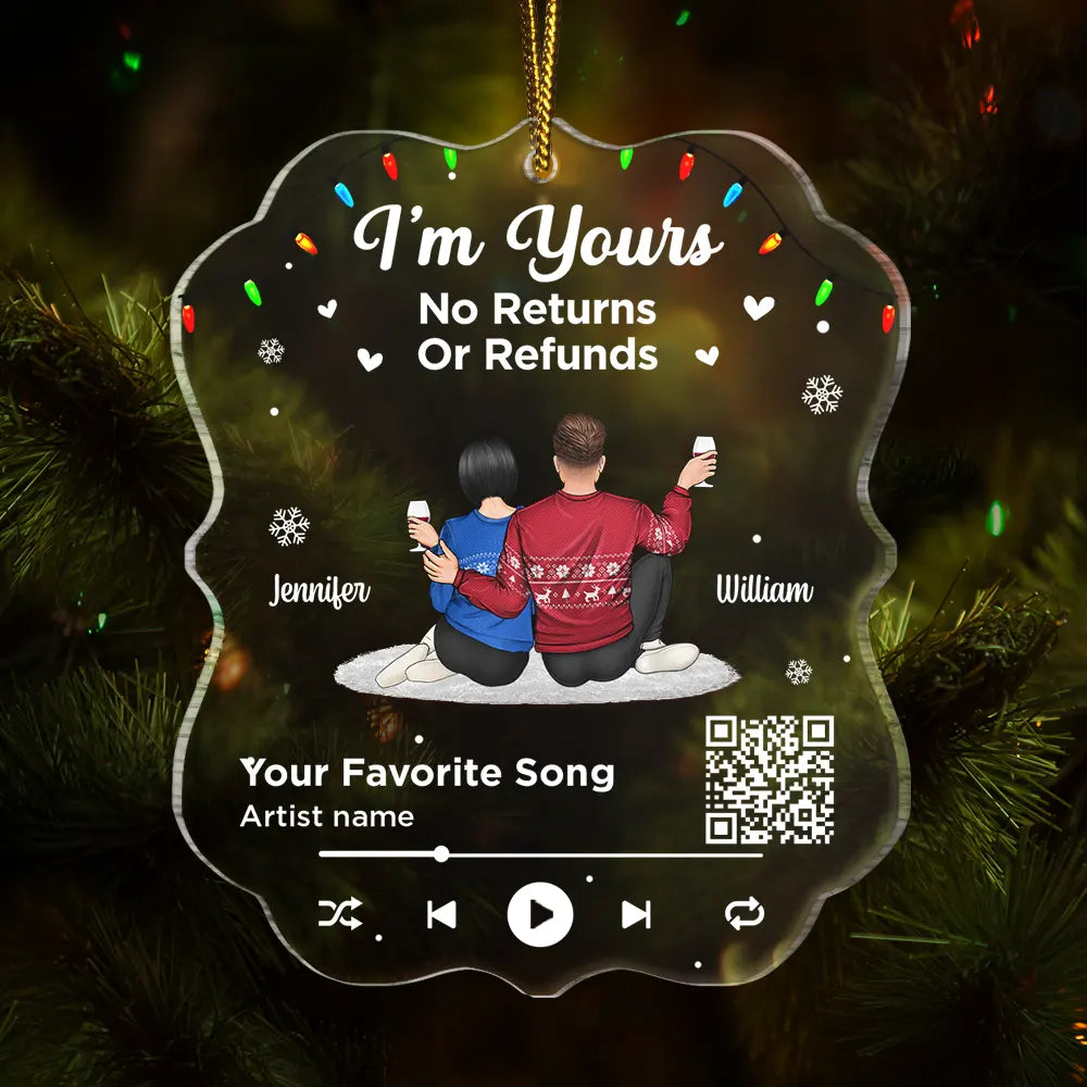 Christmas Couple QR Song Code I'm Yours - Personalized Custom Shaped Acrylic Ornament