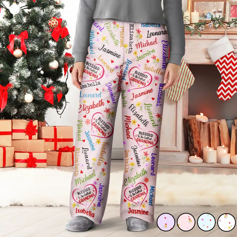 Gift For Grandma - Blessed To Be Called Grandma Nana - Personalized Pajama Pants