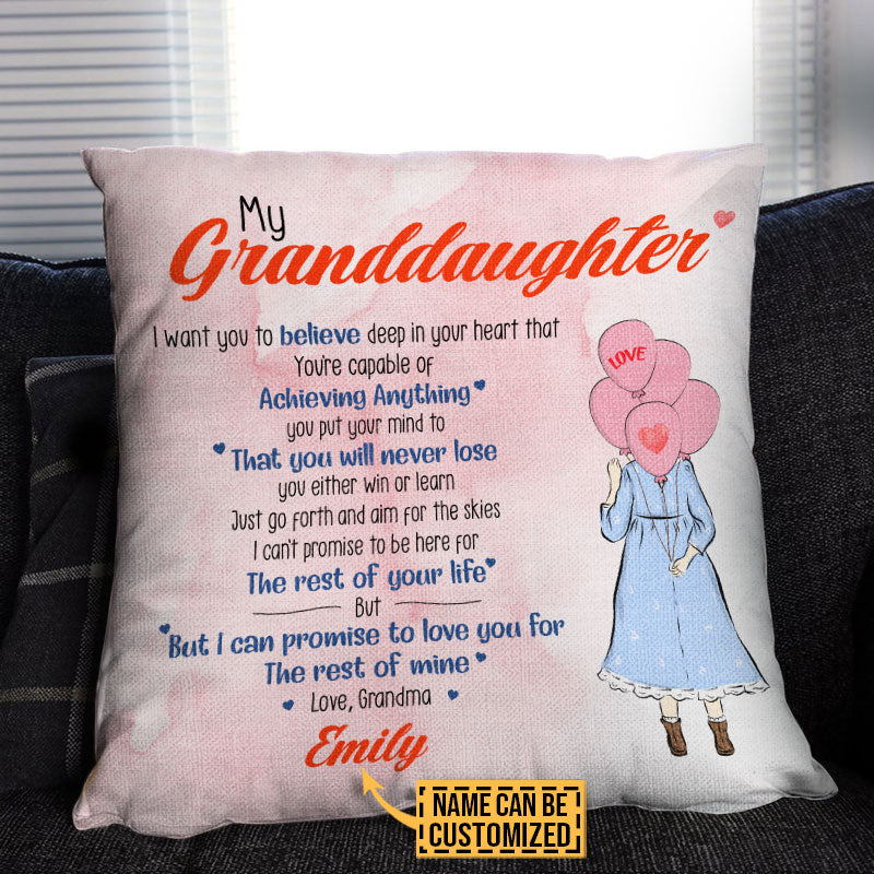 Personalized Balloon Grandma To Granddaughter You're Capable Of Achieving Anything Custom Pillow