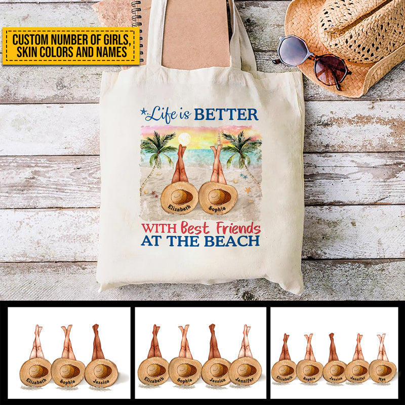 Beach Bestie Life Is Better At The Beach Custom Tote Bag, Bff Tote Bag, Tote Bag For Friends, Gift for Friends