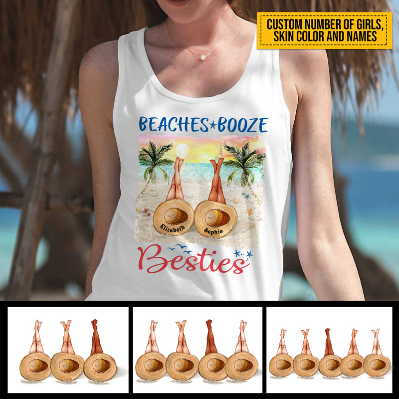 Beach Bestie Beaches Booze Besties Custom Women's Tank Top, Bff Tank Top, Tank Top For Friends, Gift for Friends