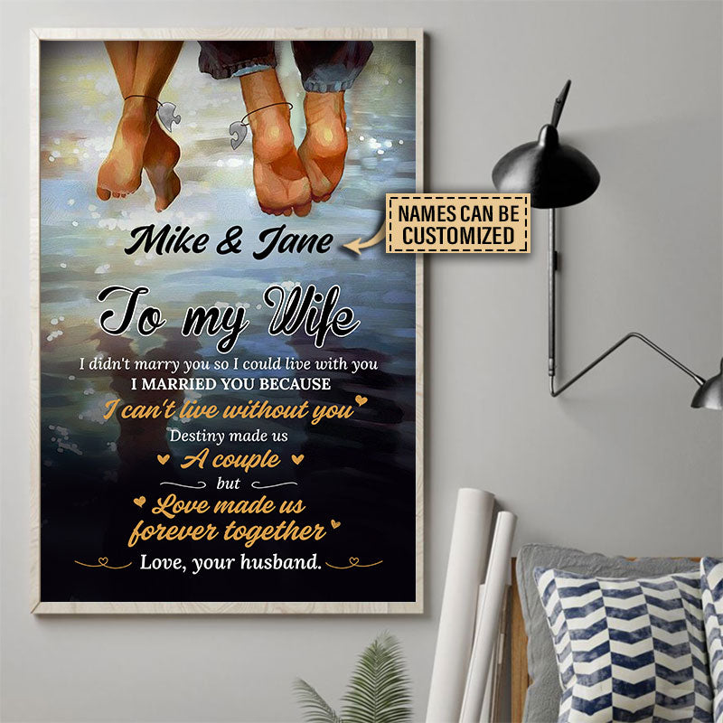 Personalized Beach Husband To Wife I Can't Live Without You Custom Poster & Canvas