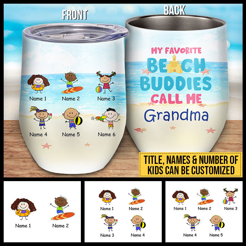 Beach Buddies, Perfect Gift For Grandma Grandpa, Summer Gift, Custom Wine Tumbler