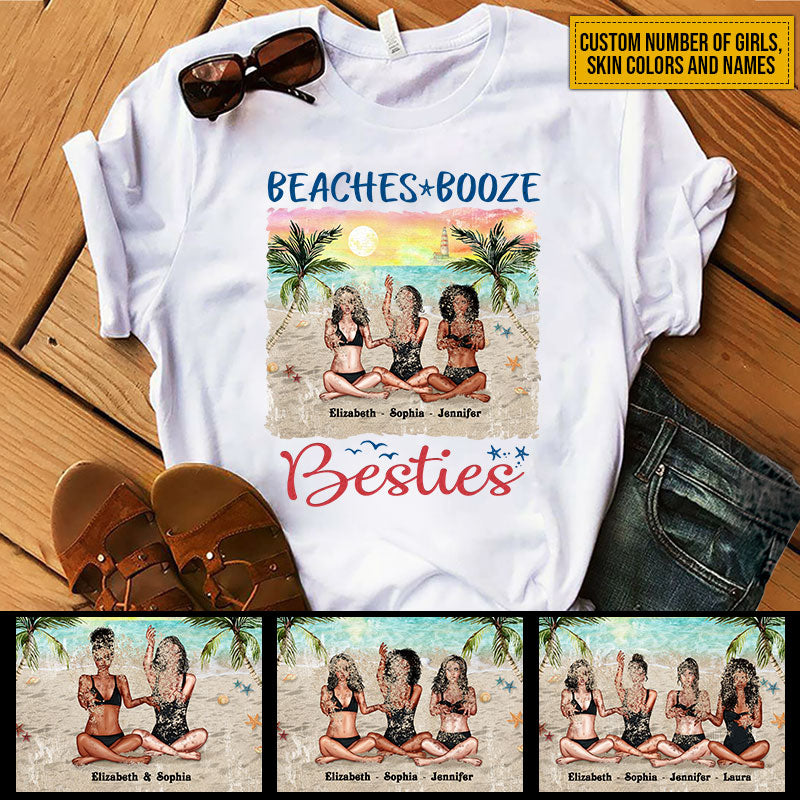 Beach Sandy Bestie Beaches Booze Besties Custom T Shirt KV123 ELE217