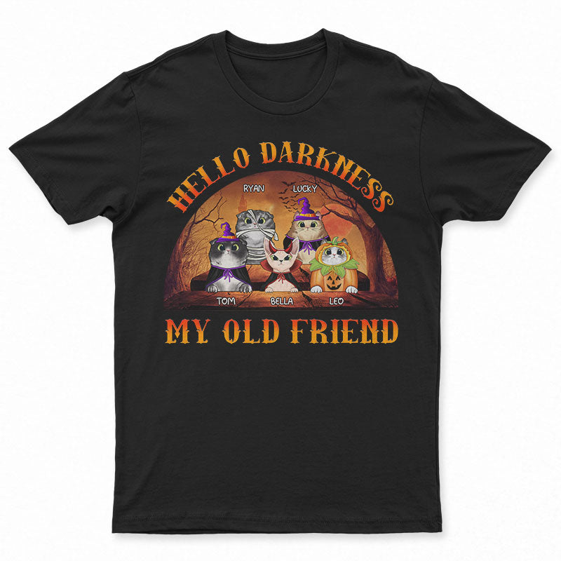 Cat Cosplay Hello Darkness My Old Friend - Halloween Gift For Cat Lovers - Personalized Custom T Shirt