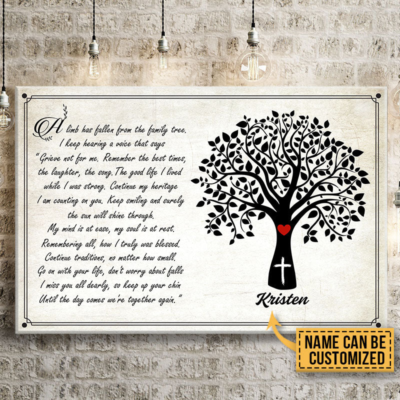 Personalized Christianity Loss Of Loved Memorial Day A Limb Has Fallen Custom Canvas