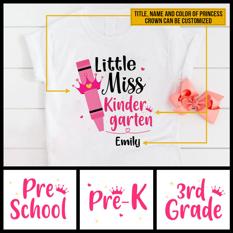 Crayon Princess Kid Little Miss Kindergarten Custom Youth T Shirt AT060 SAM064