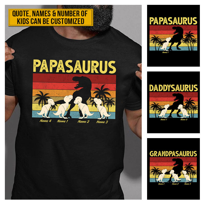 Personalized Dinosaur Dad Grandpa Daddysaurus Custom T Shirt