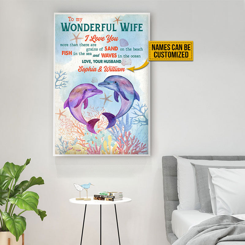 Personalized Dolphin Husband To Wife I Love You Custom Poster