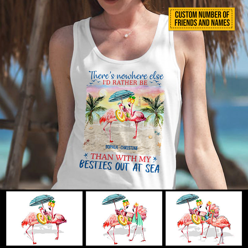 Flamingo Beach Bestie Out At Sea Custom Women's Tank Top, Bff Tank Top, Tank Top For Friends, Gift for Friends