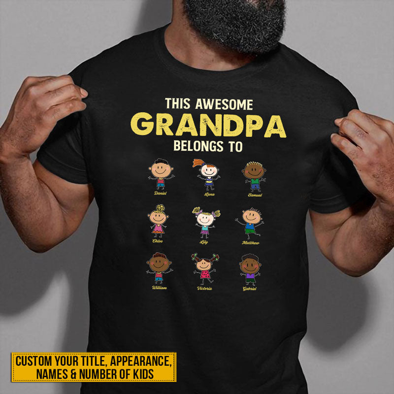 Personalized Family This Awesome Grandpa Belongs to Custom T Shirt Premium / 3XL / Navy