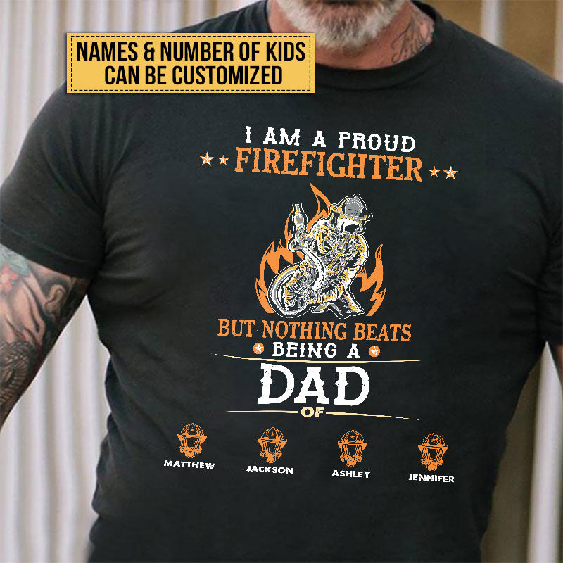 Unifamy Personalized Dad Firefighter Custom T Shirt Premium / XL / Navy