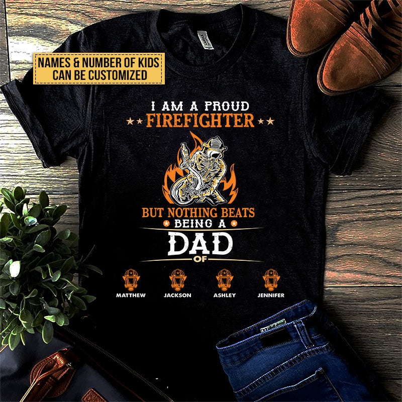 Unifamy Personalized Dad Firefighter Custom T Shirt Premium / XL / Navy