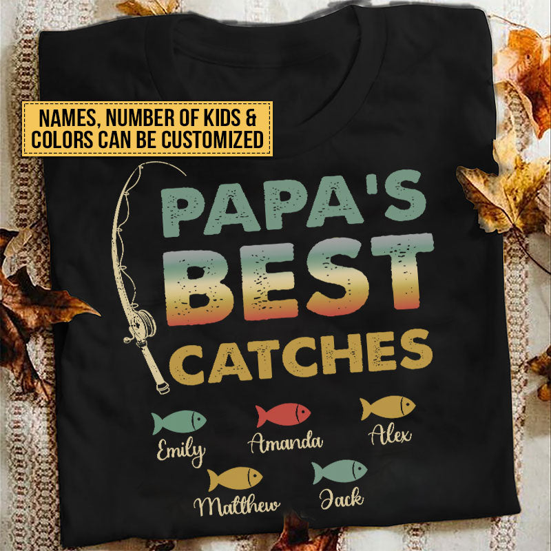 Personalized Grandpa Best Fish Catching Custom T Shirt