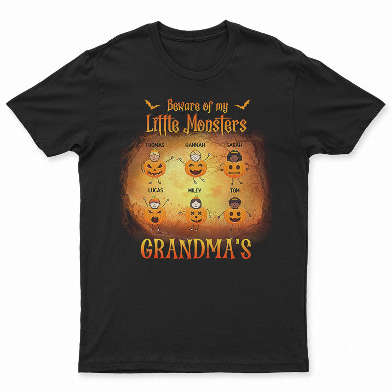 Grandma Beware Of My Little Monsters - Halloween Gift - Personalized Custom T Shirt
