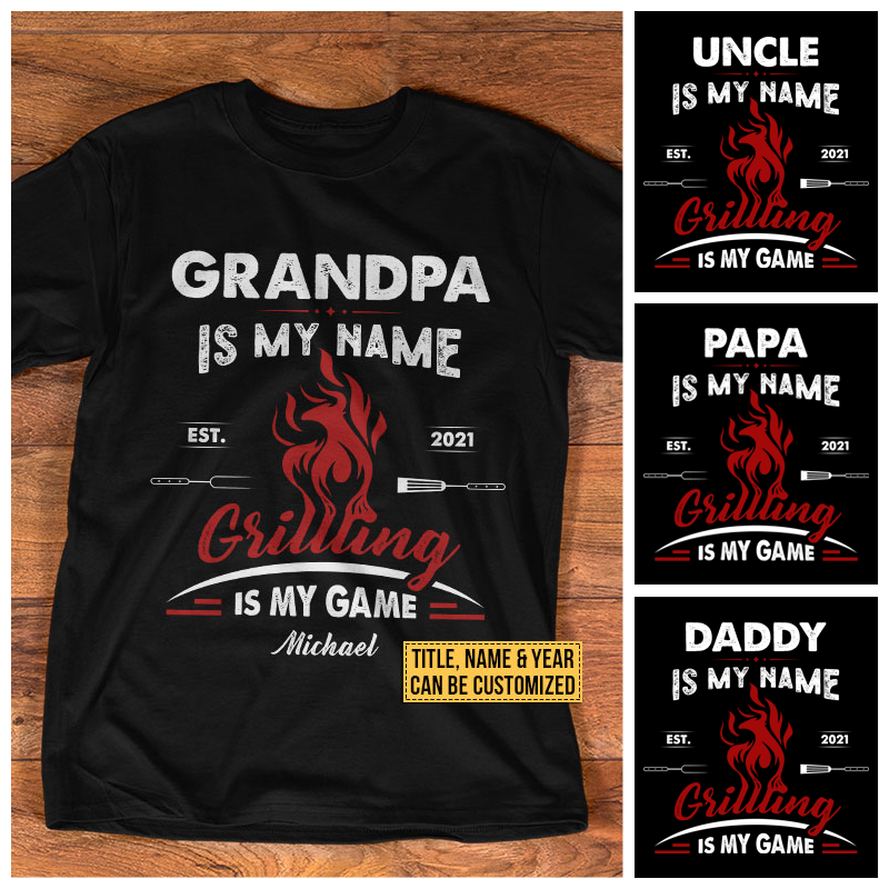 Personalized Dad Grandpa Grilling Game Custom T Shirt