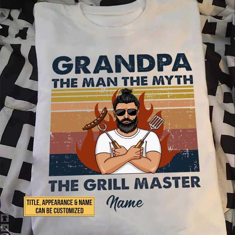 Personalized Dad Grandpa Grill Master Custom T Shirt