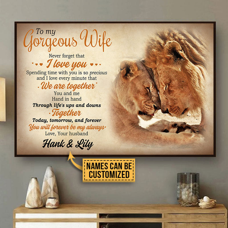 Personalized Lion Husband To Wife Never Forget That I Love You Custom Poster