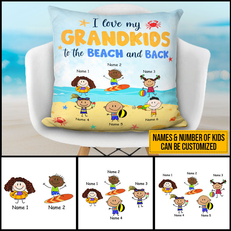 Love Grandkids To The Beach, Perfect Gift For Grandma Grandpa, Custom Pillow
