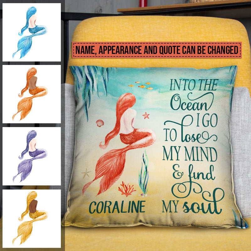 Personalized Mermaid Under The Ocean Custom Pillow