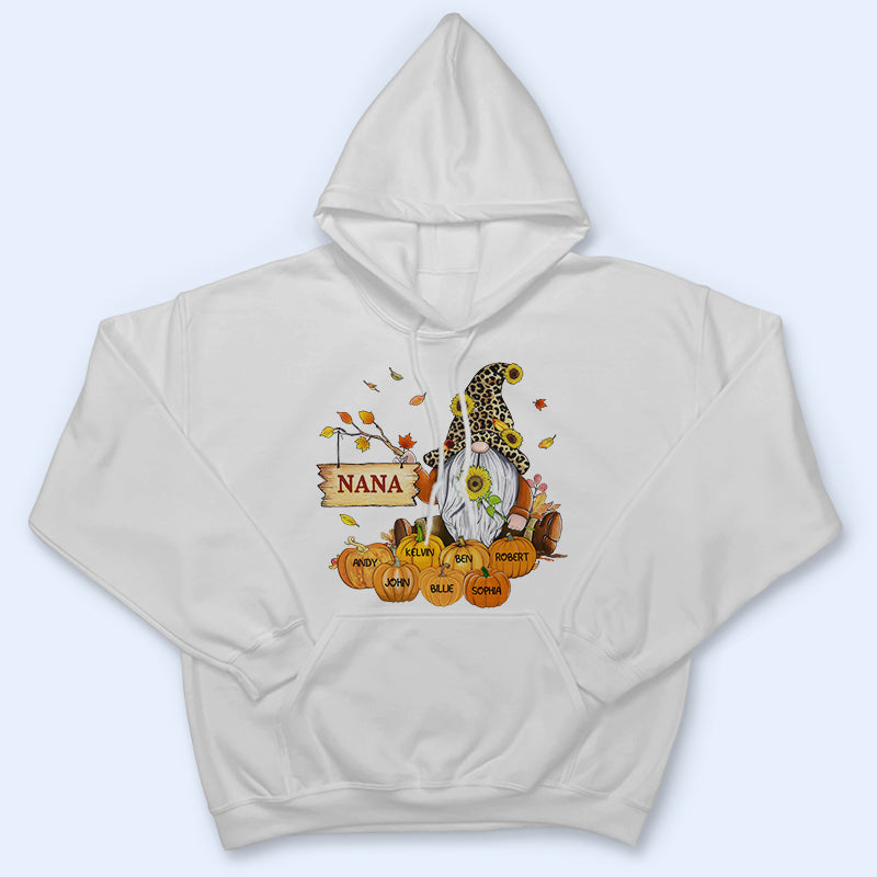 Nana Pumpkin Grandma Gnome Fall - Personalized Custom T Shirt