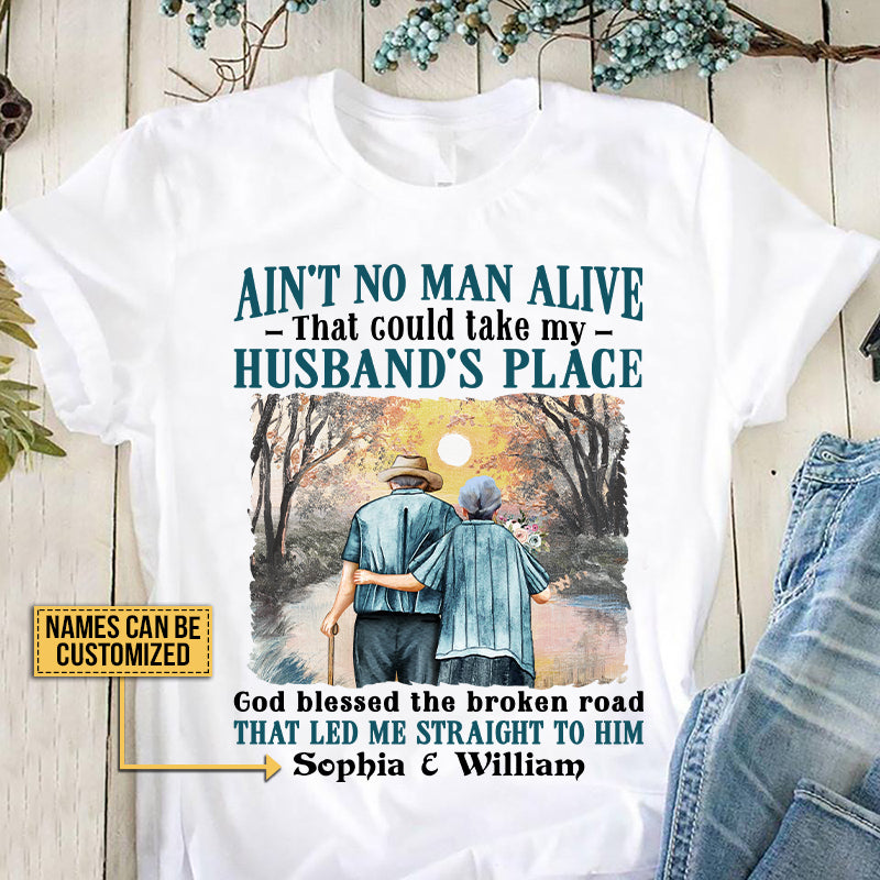 Old Couple Husband Wife God Blessed The Broken Road Custom T Shirt CT077 NAH002