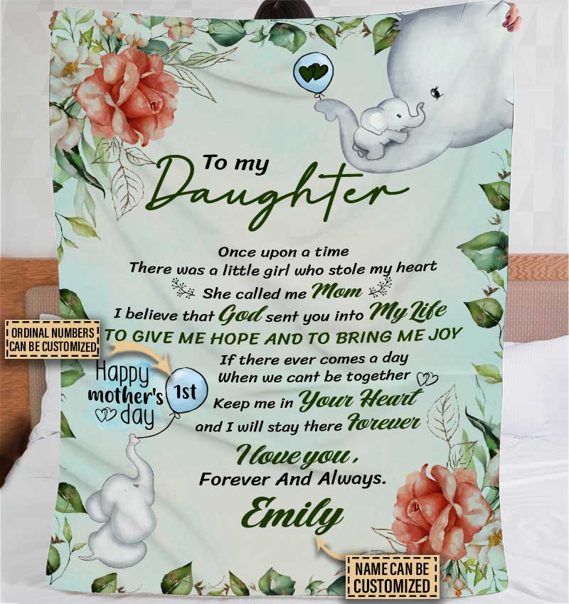 Elephant Daughter God Sent You Into My Life Customized Blanket