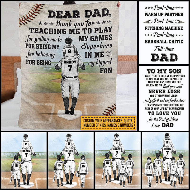 Personalized Baseball Dad Father's Day Gift Custom Fleece Blanket AK015 ELE009