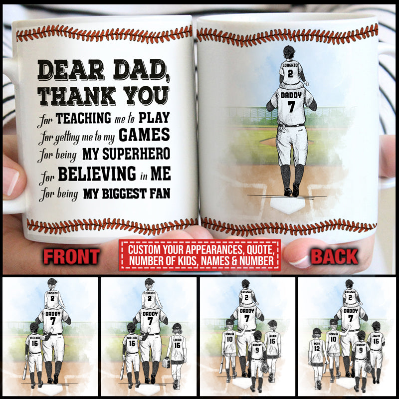 Personalized Baseball Dad Father's Day Gift Custom Mug AK014 ELE006