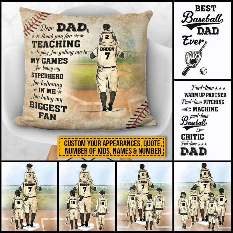 Personalized Baseball Dad Father's Day Gift Custom Pillow AK013 ELE005