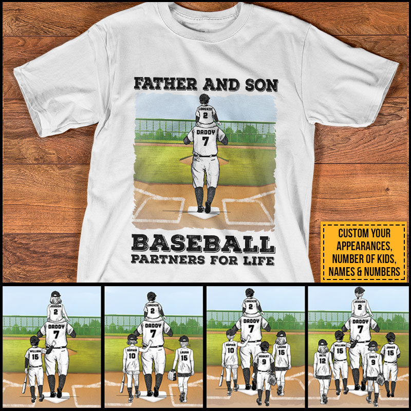 Personalized Baseball Dad Father's Day Gift Custom T Shirt AK020 ELE018