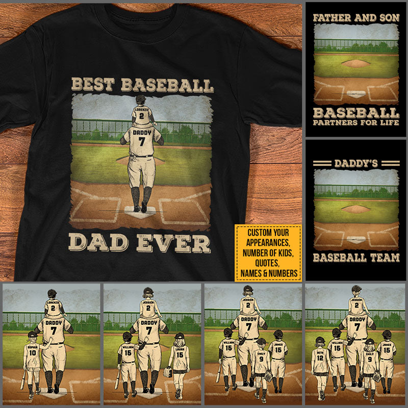Personalized Baseball Dad Father's Day Gift Custom T Shirt AK018 ELE011