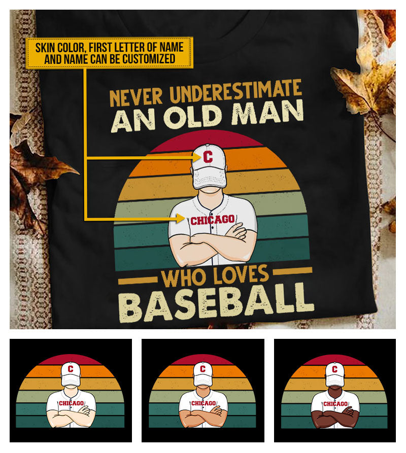 Personalized Baseball Dad Grandpa An Old Man Custom T Shirt AT018 TRA016