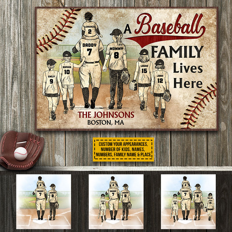 Personalized Baseball Family Lives Here Custom Poster VA081 ELE106