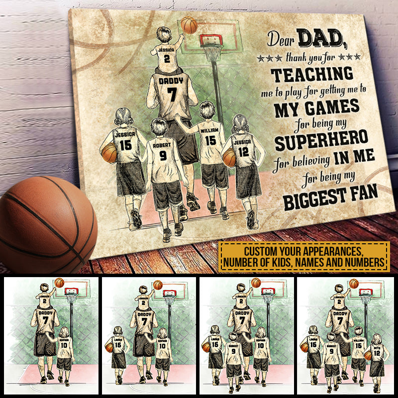 Personalized Basketball Dad Father's Day Gift Custom Canvas TN023 ELE036