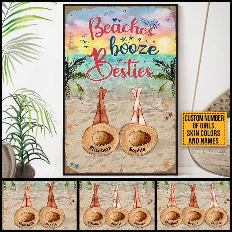 Personalized Beach Bestie Beaches Booze Besties Custom Poster NV083 ELE172