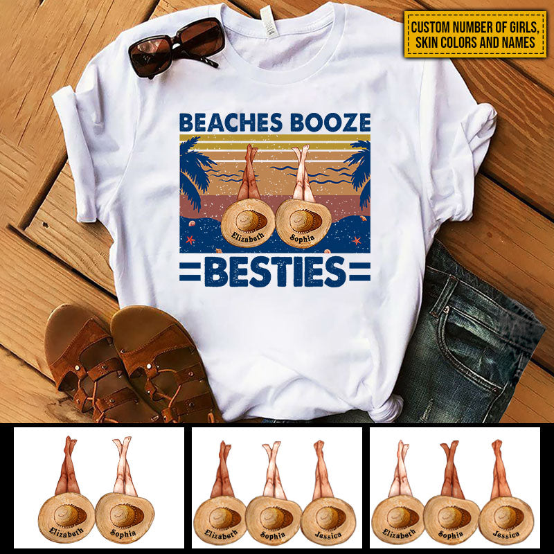 Personalized Beach Bestie Beaches Booze Besties Custom T Shirt KV081 ELE178