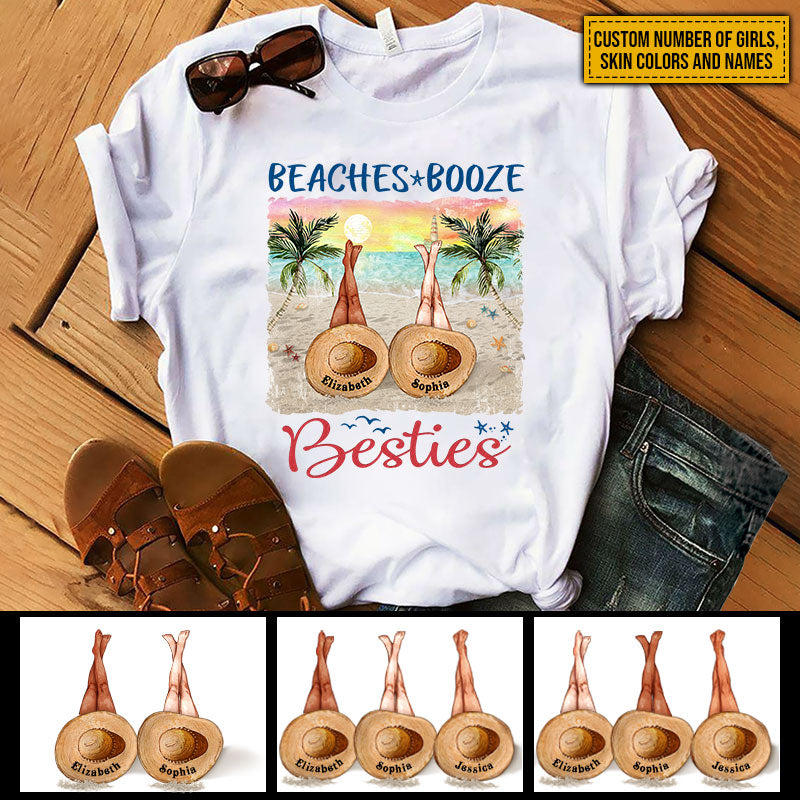 Personalized Beach Bestie Beaches Booze Besties Custom T Shirt KV074 ELE166