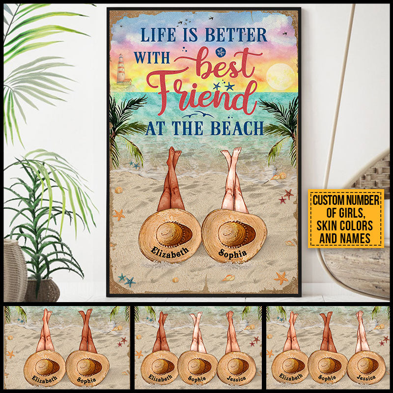 Personalized Beach Bestie Life Is Better Custom Poster NV082 ELE171