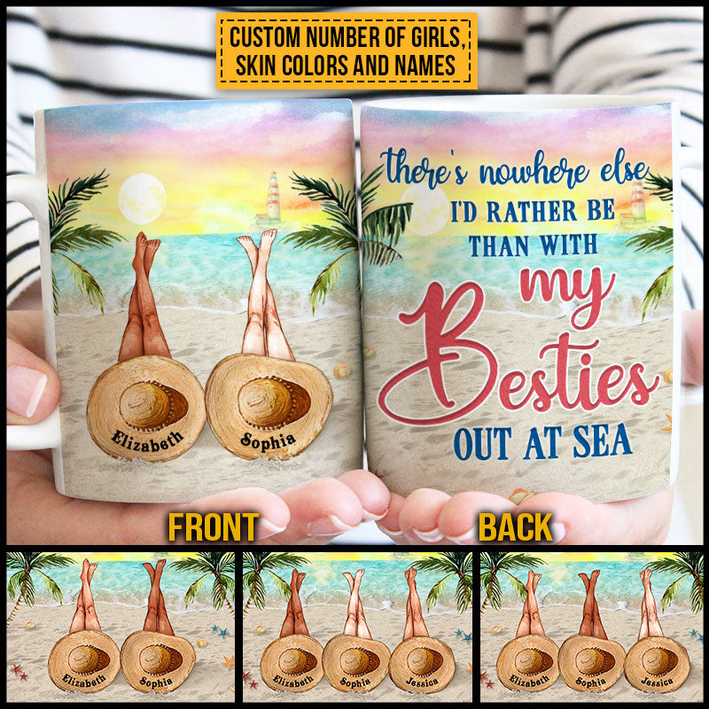 Personalized Beach Bestie Out At Sea Custom White Edge to Edge Mug NV065 ELE144