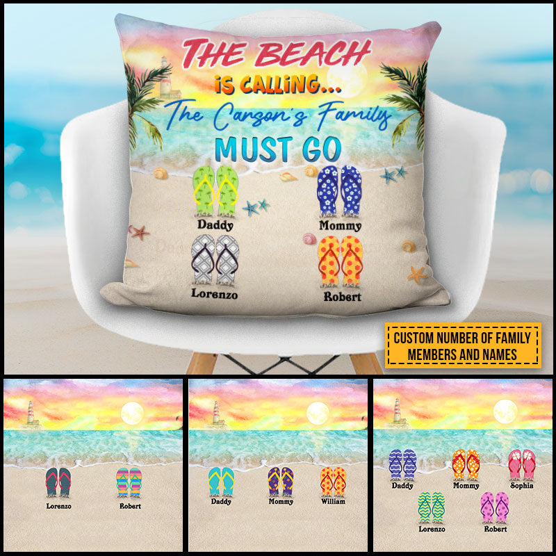 Personalized Beach Family Beach Is Calling Custom Pillow VA104 ELE121