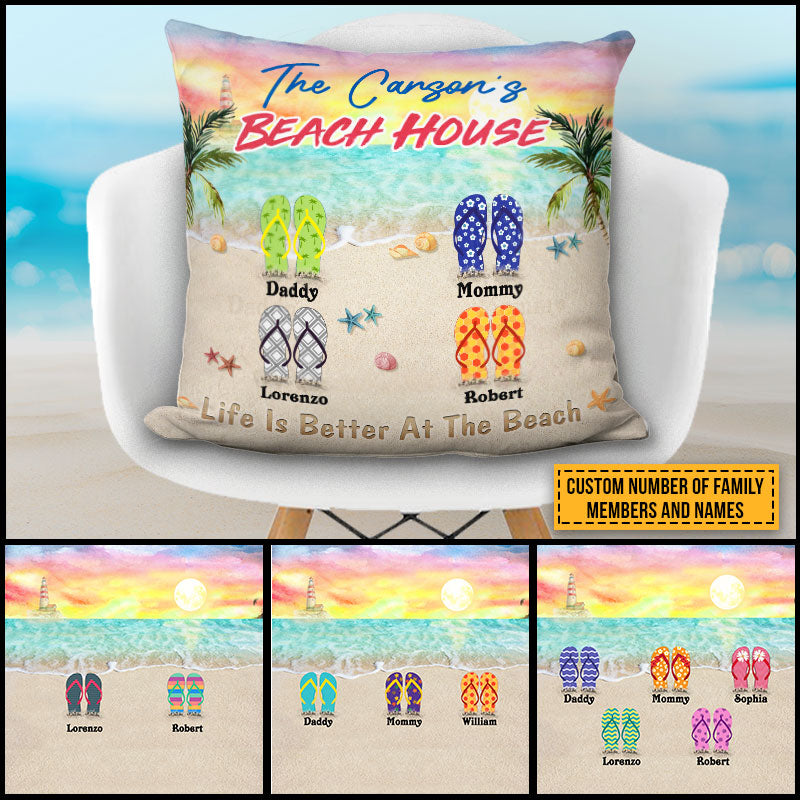 Personalized Beach Family Life Is Better Custom Pillow VA102 ELE119